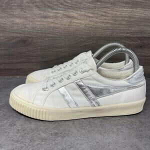 Gola Sneakers Womens Size 7 White Silver Tennis Mark Cox